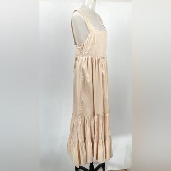 By Anthropologie Square-Neck Tiered Cotton Lined Midi Dress small - Picture 4 of 11
